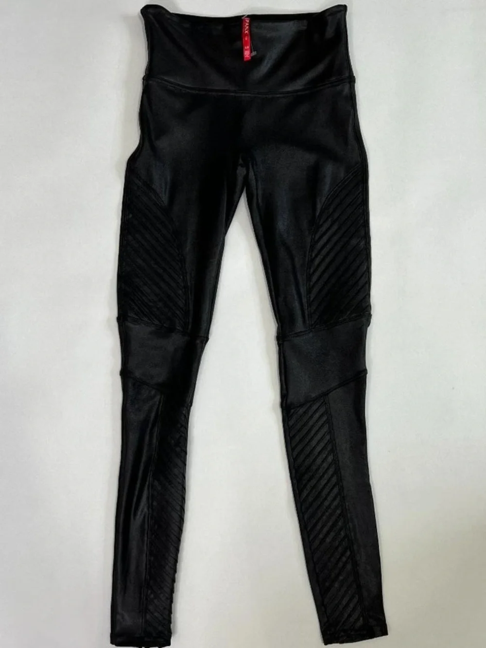 SPANX Women's Black Faux Leather MOTO LEGGINGS Size S